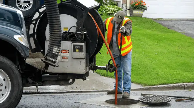Technician using specialized drainage equipment for sewer line cleaning and foundation protection in Las Vegas, NV